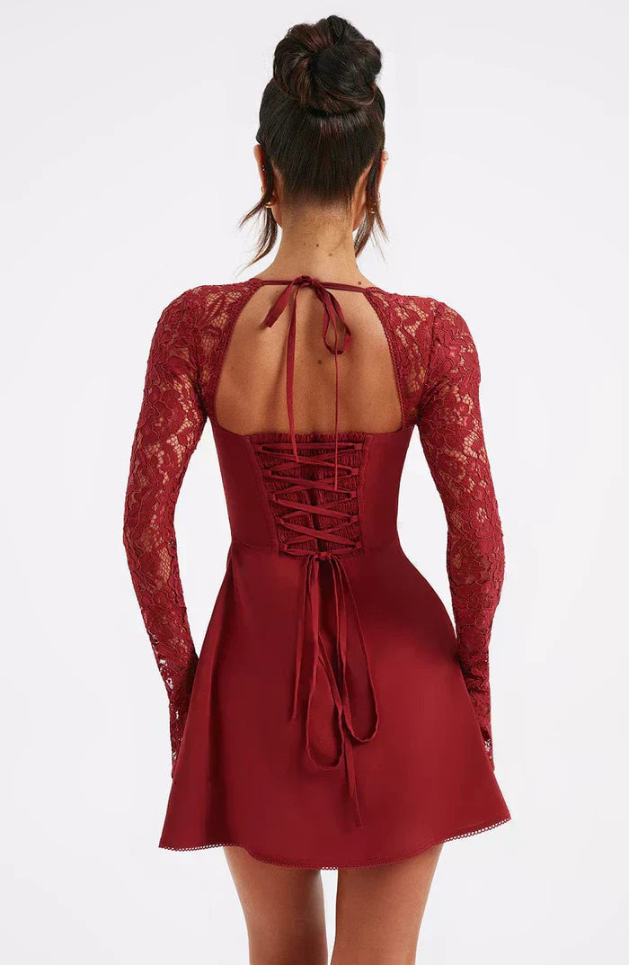 EMMA LACE MINI DRESS - RED