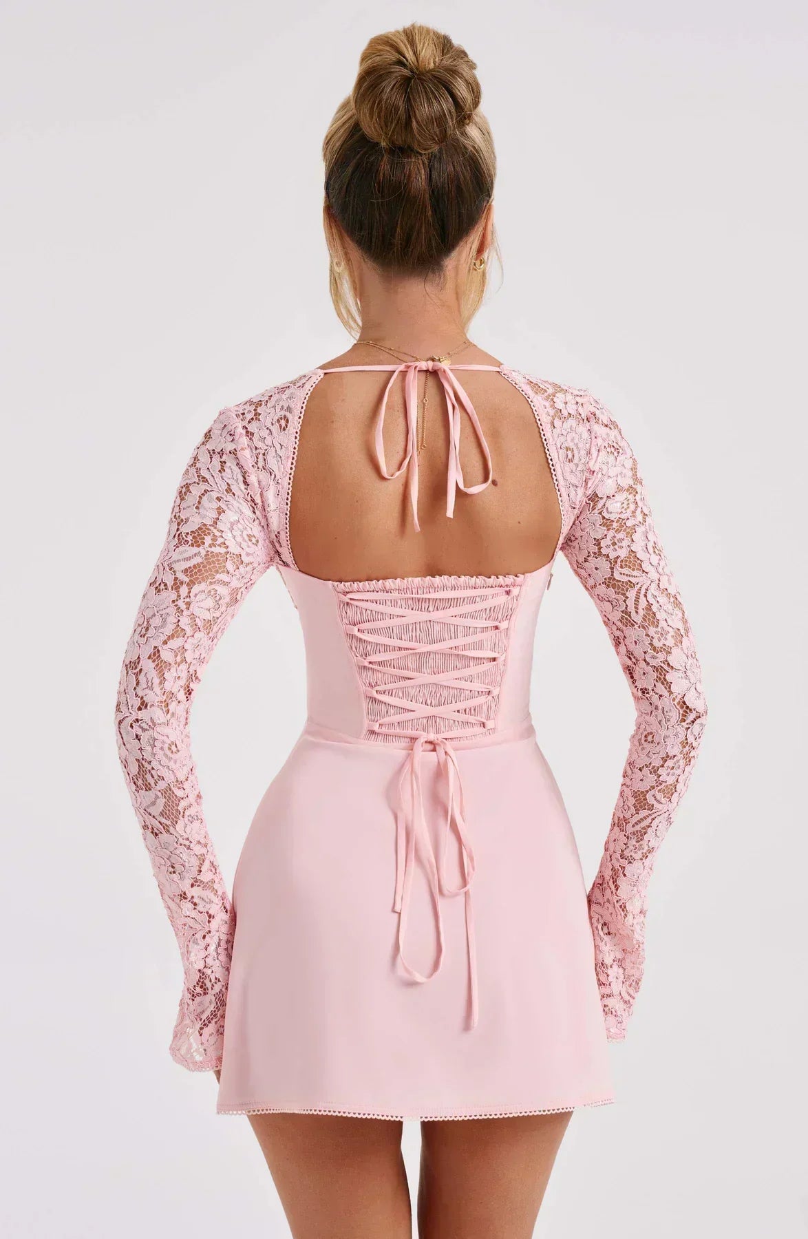 EMMA LACE MINI DRESS - BLUSH