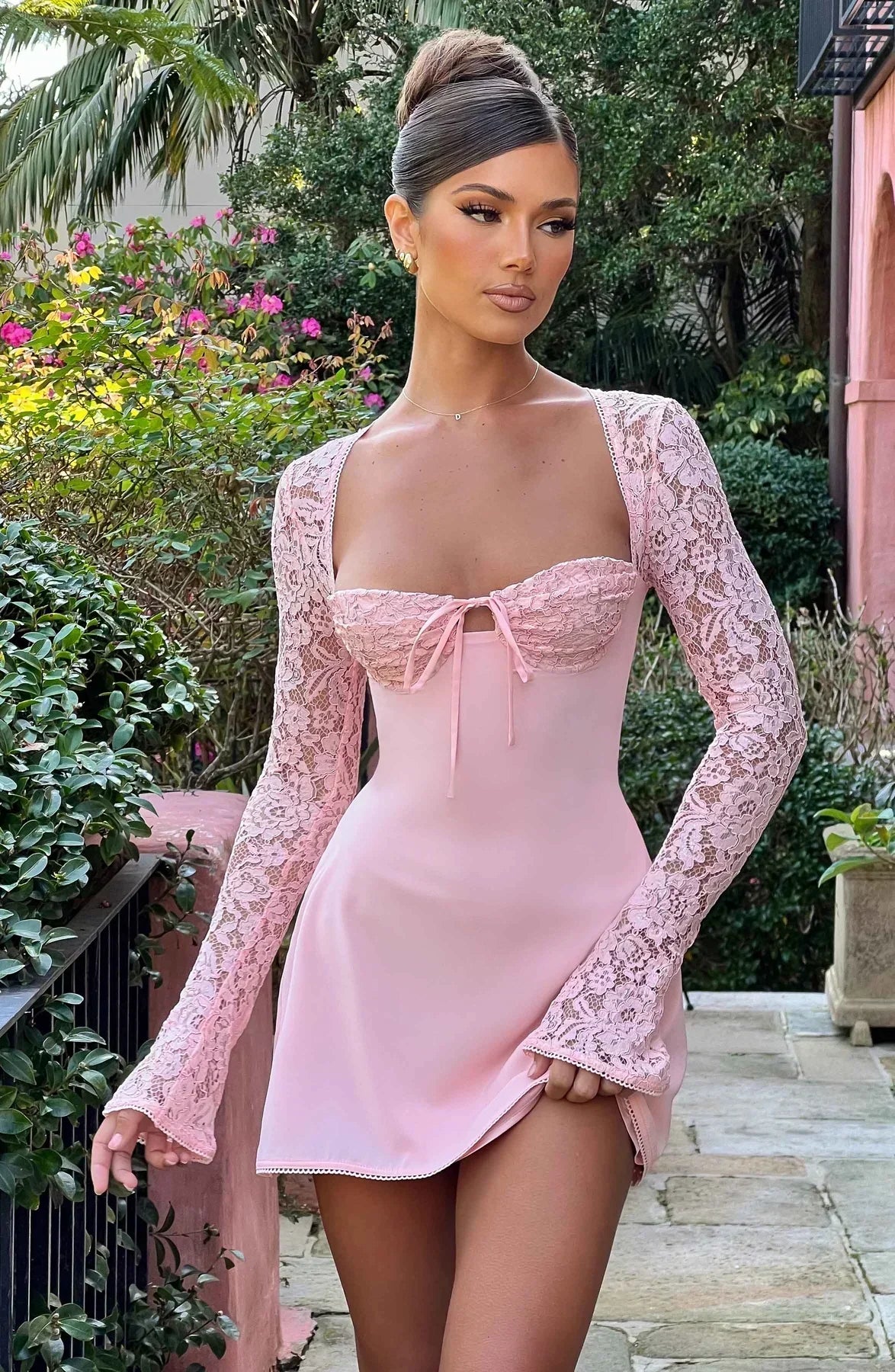 EMMA LACE MINI DRESS - BLUSH