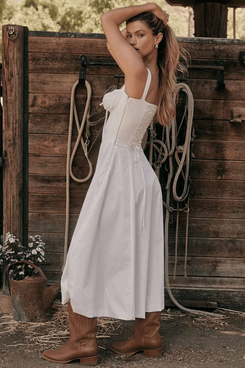 BLOOMING DESIRE LACE UP DRESS