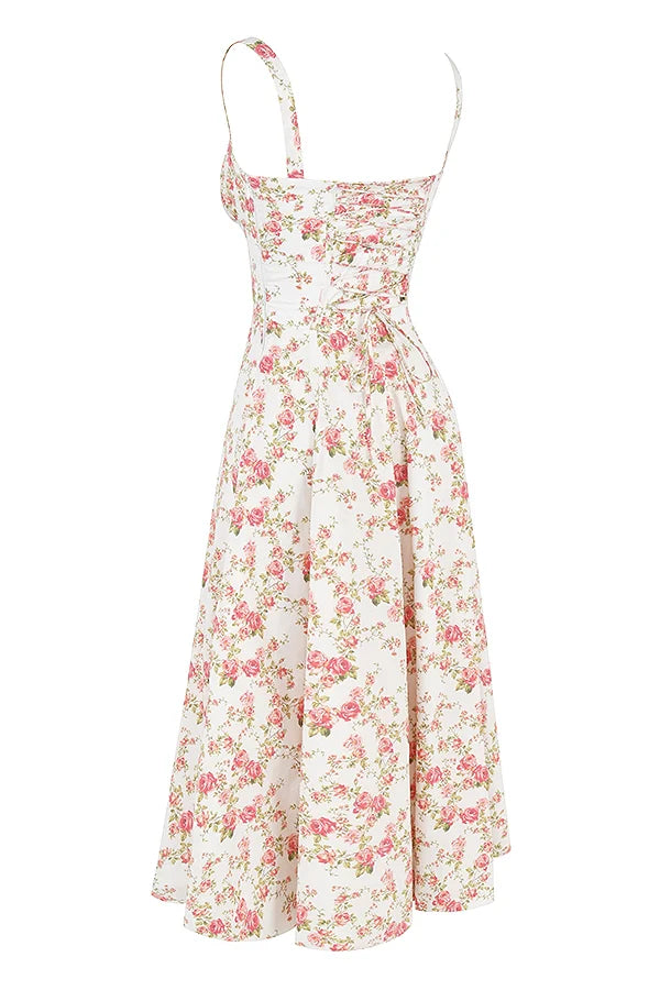 BLOOMING DESIRE LACE UP DRESS - FLORAL