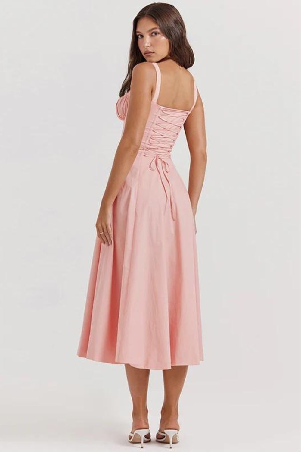BLOOMING DESIRE LACE UP DRESS- PINK
